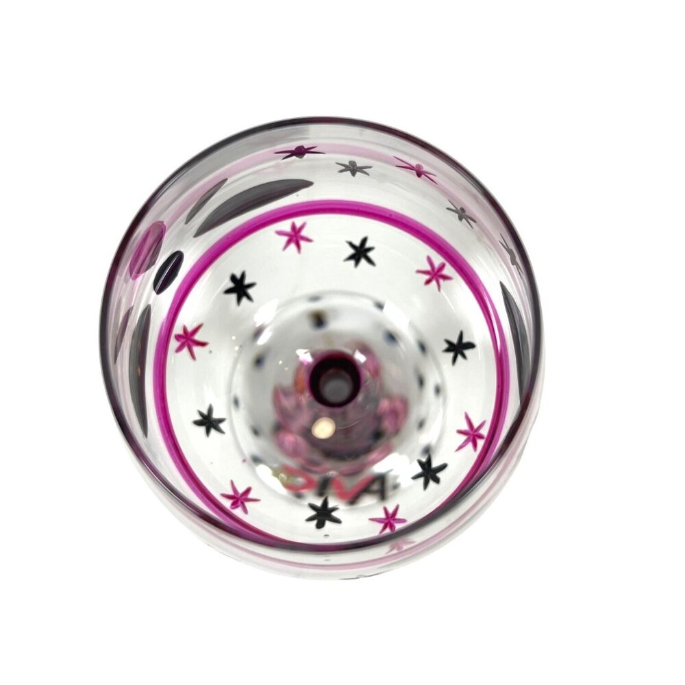 MoMo Panache Wine Goblet Art Glass Diva My Special Moments Wine Charm Pink Black - Picture 5 of 8